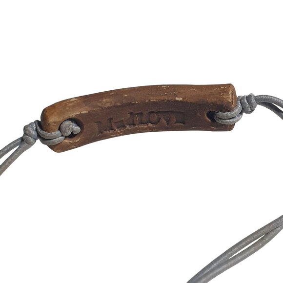 Handmade Courage Word Adjustable Bracelet Natural Clay Brown Cord Gift Love - Picture 4 of 5